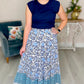 Ivy Jane Many Blues Floral Tiered Maxi Skirt