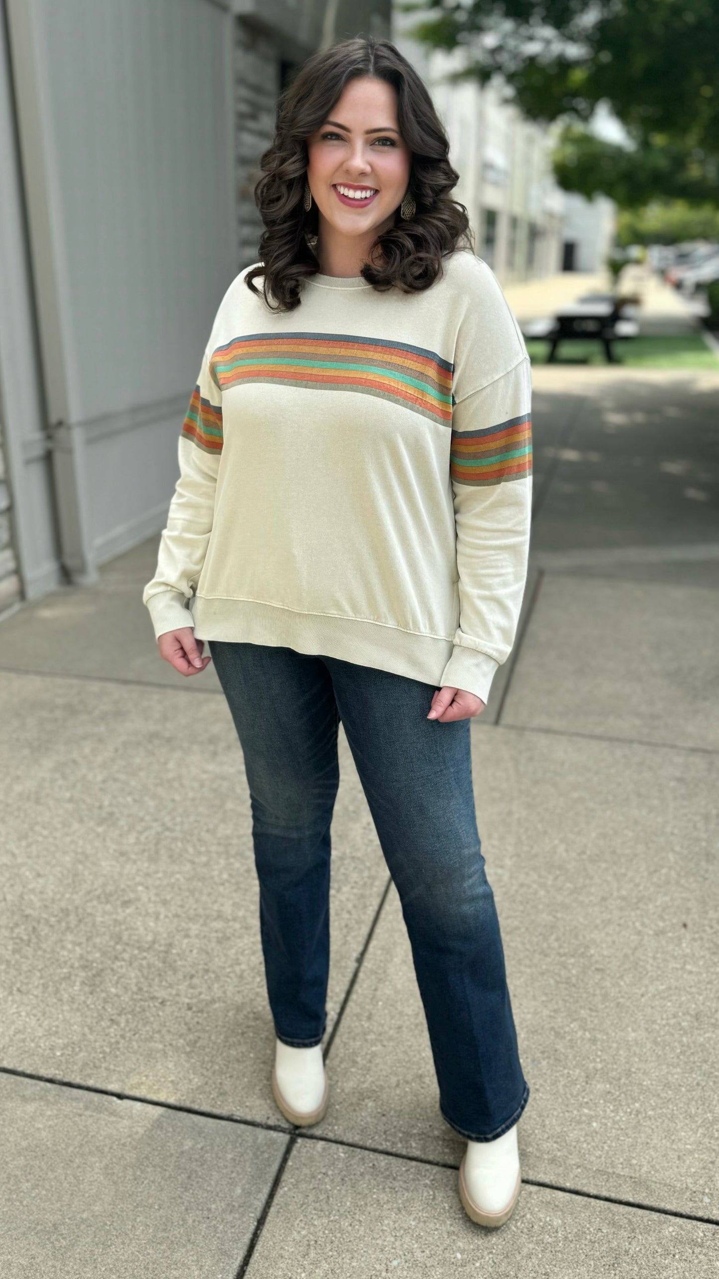 Retro Stripe Mineral Wash Sweatshirt