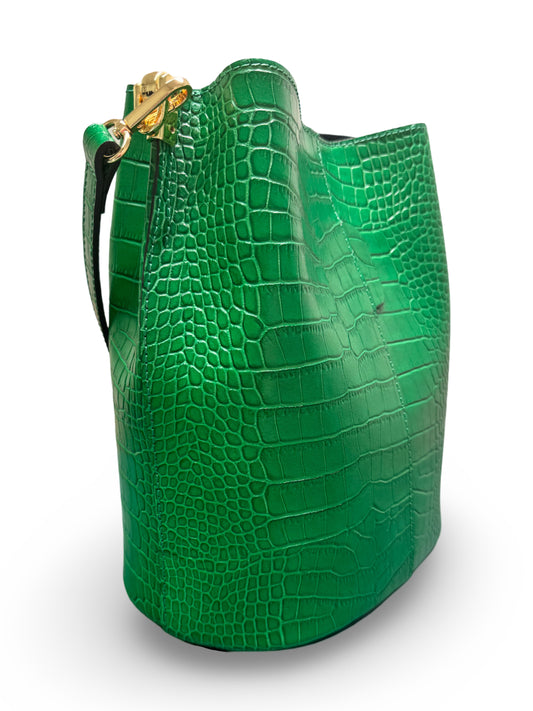 German Fuentes Leather Bucket Bag - Green