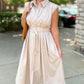 Blissful Belted Midi Dress - Taupe