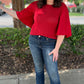 Another Love Crochet Drape Sleeve Sweater - Ruby