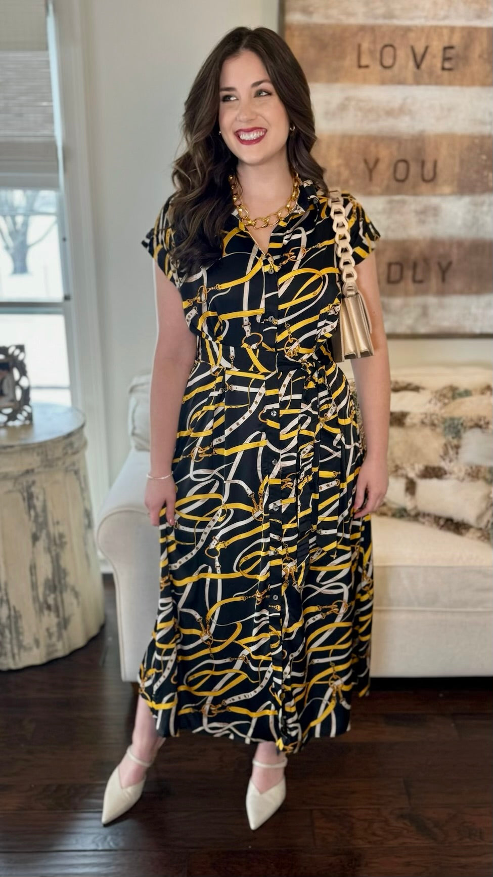 Black & Gold Horse Bit Dress