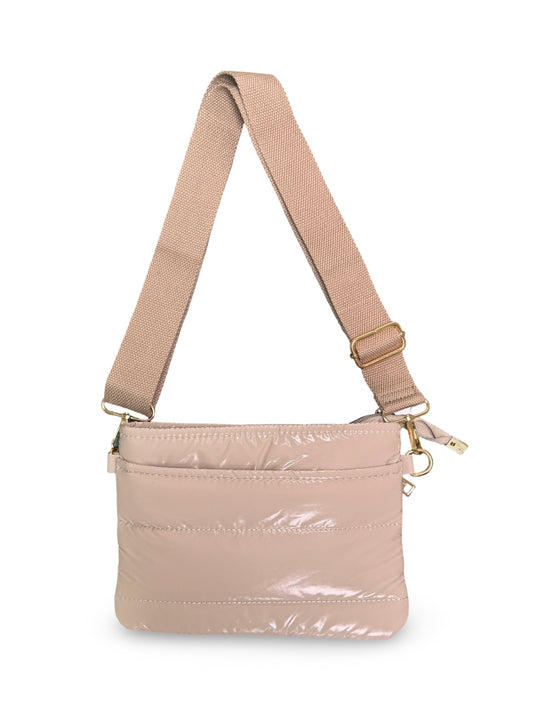 Glossy Puffer Crossbody - Beige