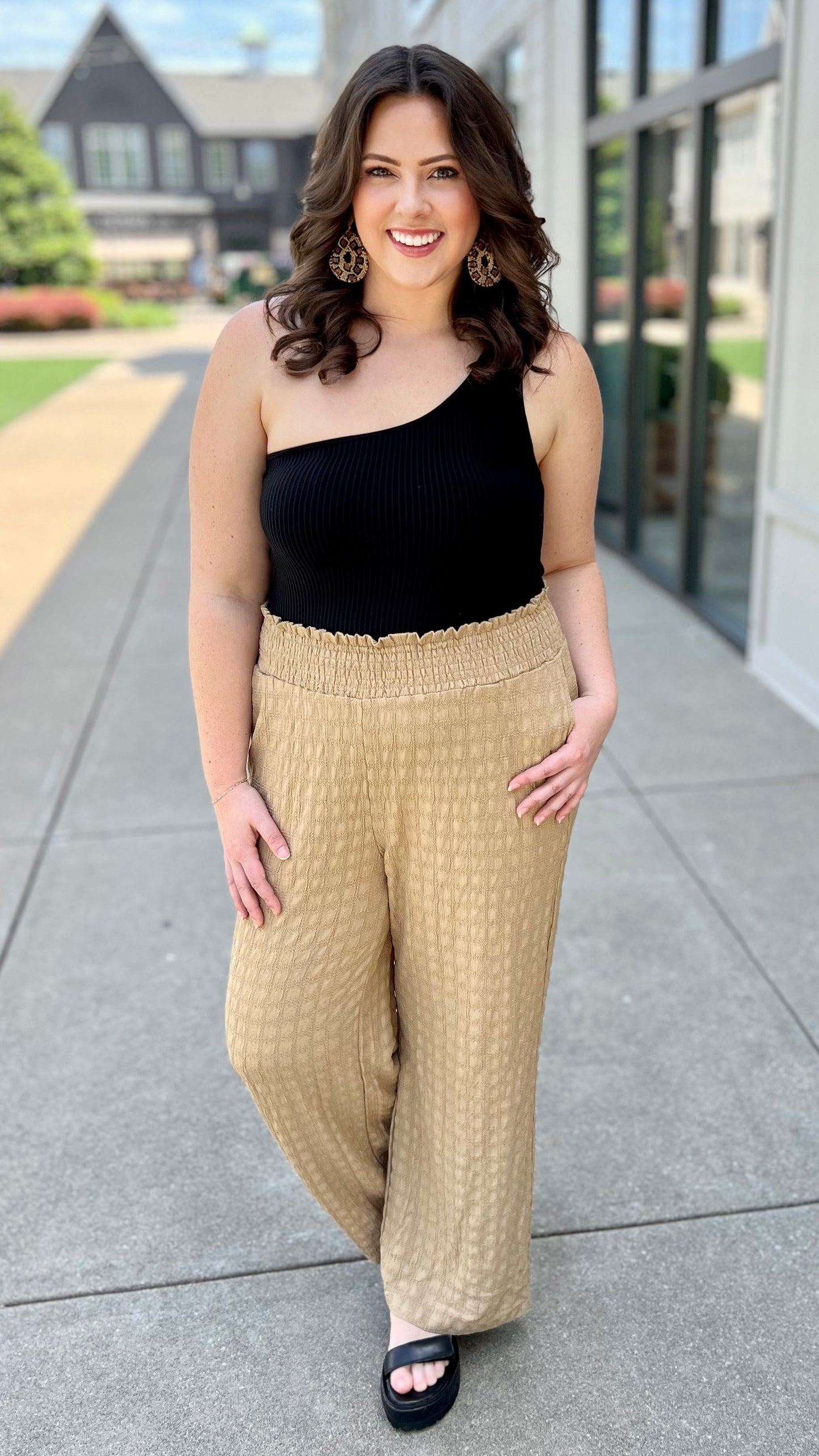 Terrific Textured Wide Leg Pant - Taupe