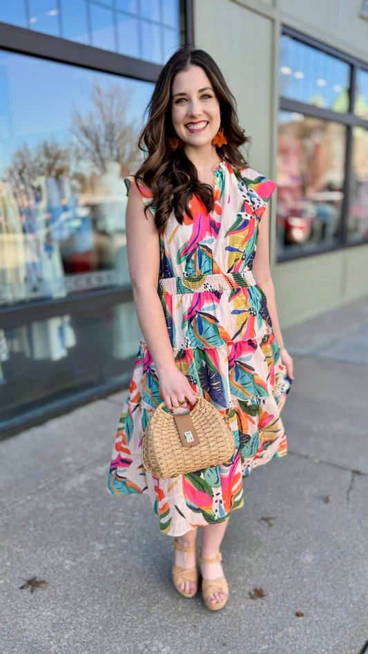 Abstract Mix Midi Dress