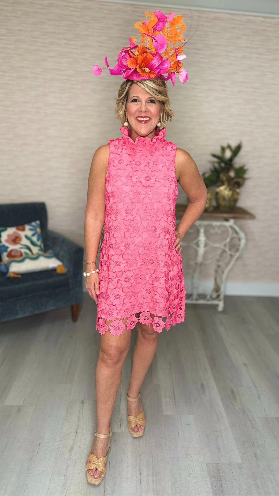 Pink boutique lace dress best sale