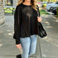 Love Leisure Black Pleated Flutter Side Sweatshirt