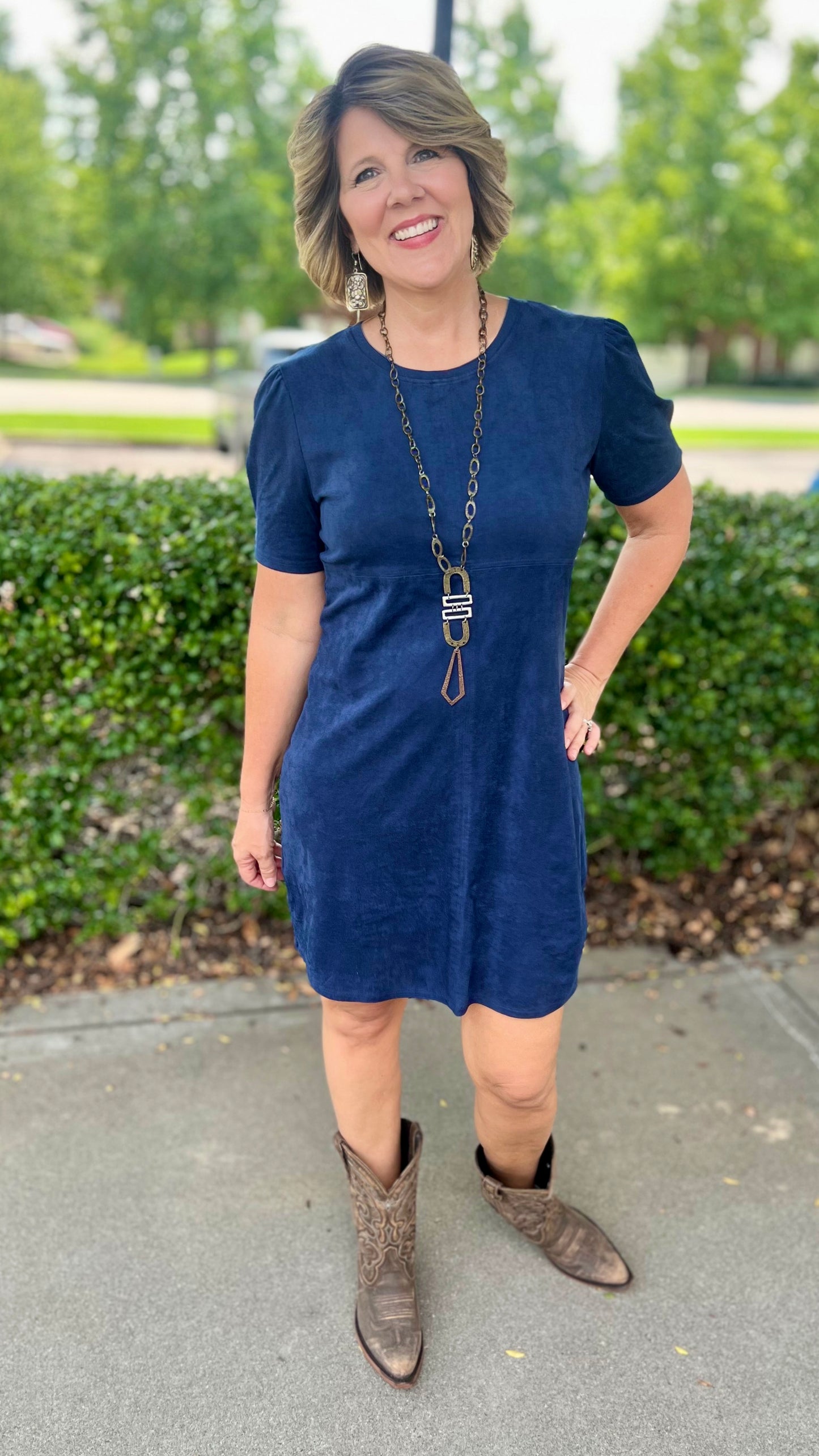 Another Love Faux Suede Dress - Eclipse