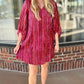 Uncle Frank Raspberry Striped Velvet Dress