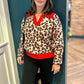 Leopard Red Trim Sweater