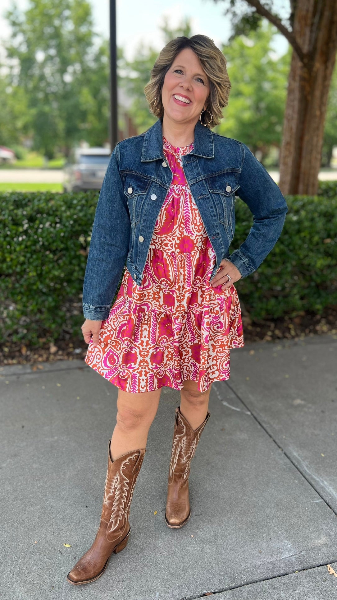 Precious Paisley Tiered Rust Dress