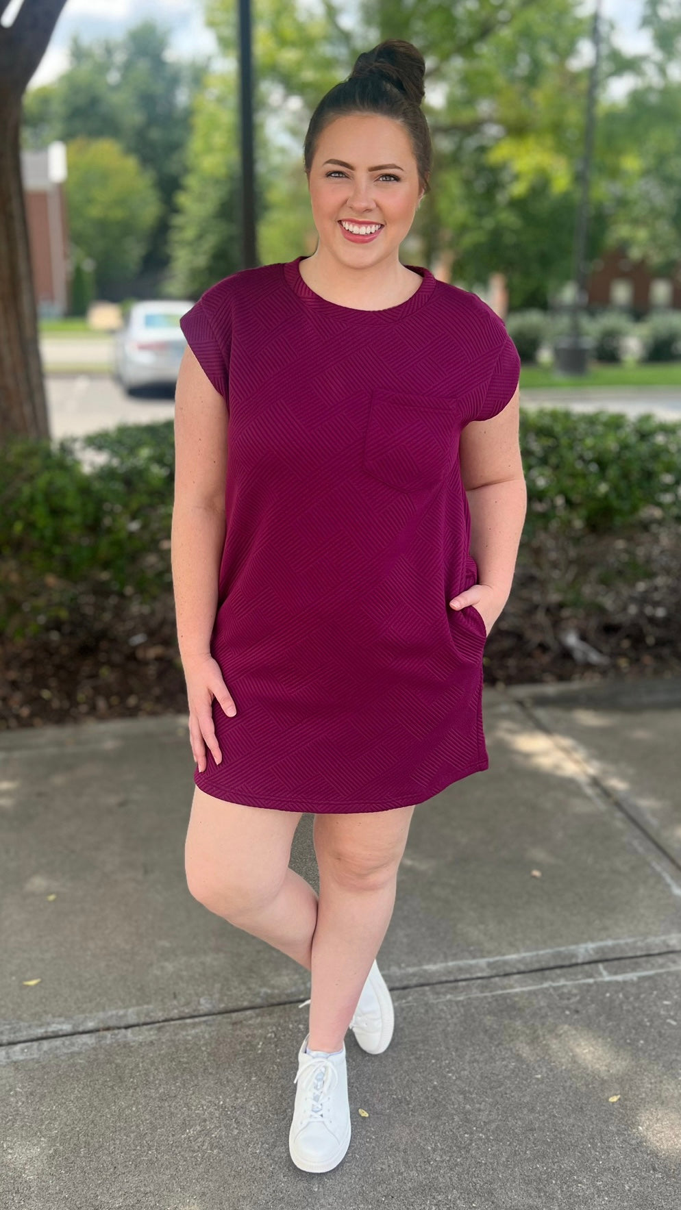 Quilted Queen T Shirt Dress - Plum